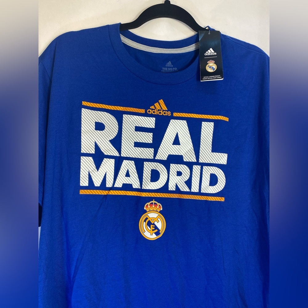 NWT Adidas Real‎ Madrid Blue Performance Tee Size XL Short Sleeve Soccer